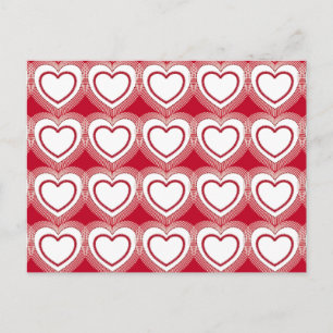 Modern Abstract Hearts - Red and White Postcard