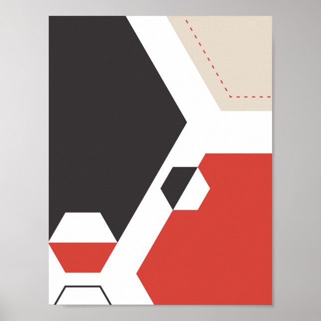 Modern Abstract Hexagon Geometric Art Poster (Front)