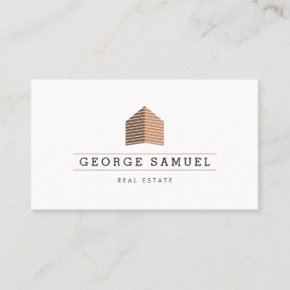 Modern Abstract Home Logo Realtor Golden Monogram Business Card