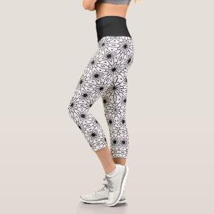 Modern Abstract in Black and White   Capri Leggings