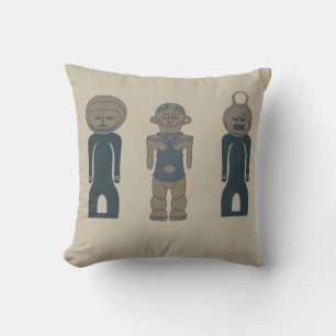Modern abstract Indigenous silhouette and face art Throw Pillow