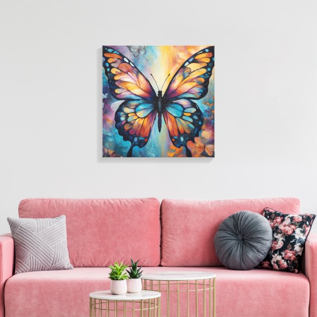 Modern Abstract intricate swirl butterfly design  Canvas Print (Insitu(LivingRoom))