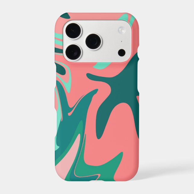 Modern Abstract iPhone Case – Bold Coral & Teal Sw (Back)
