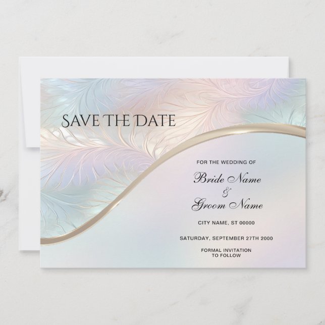 Modern Abstract Iridescent Save The Date (Front)