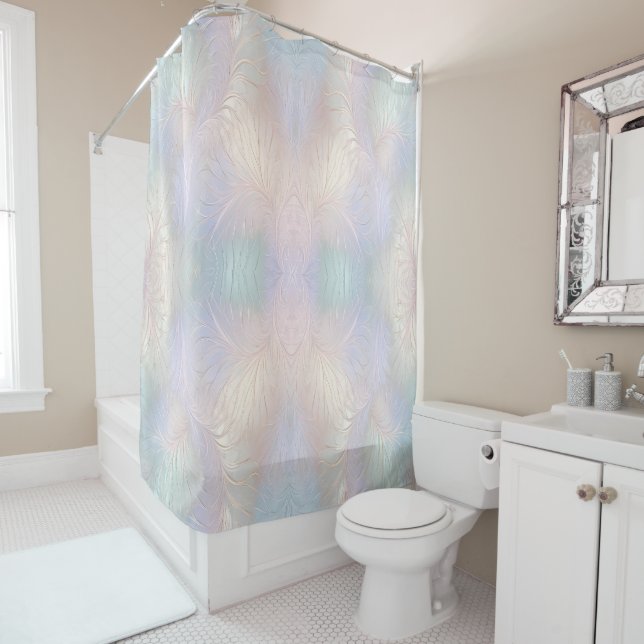 Modern Abstract Iridescent Shower Curtain (In Situ)