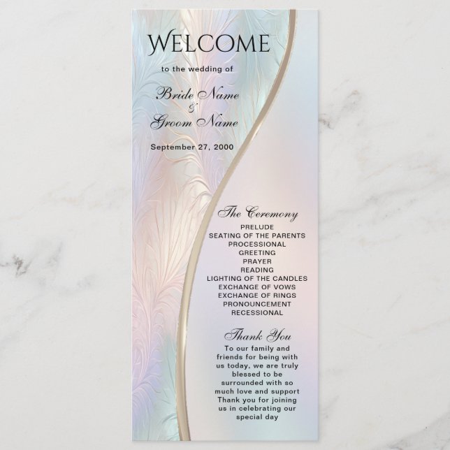 Modern Abstract Iridescent Wedding Program (Front)