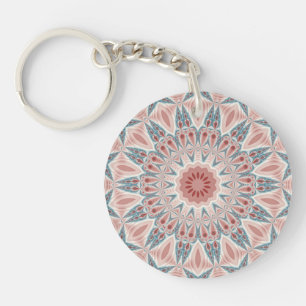 Modern Abstract Kaleidoscope Mandala Fractal Art Keychain