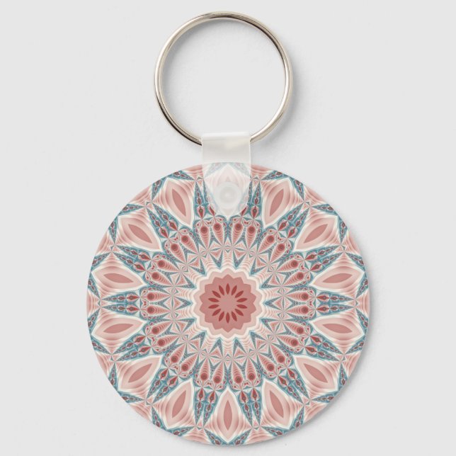 Modern Abstract Kaleidoscope Mandala Fractal Art Keychain (Front)