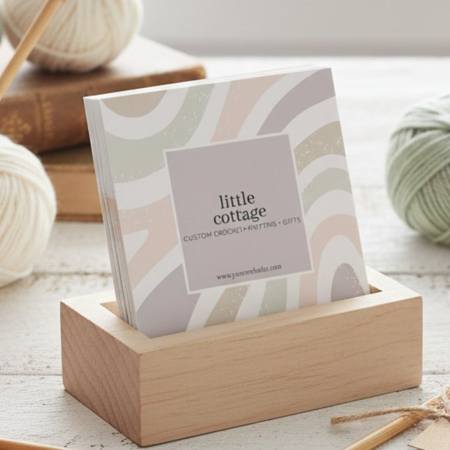 Modern Abstract Knitting Crochet Yarn Handmade  Square Business Card (Creator Uploaded)
