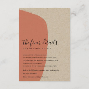 MODERN ABSTRACT KRAFT TERRACOTTA  WEDDING DETAIL ENCLOSURE CARD