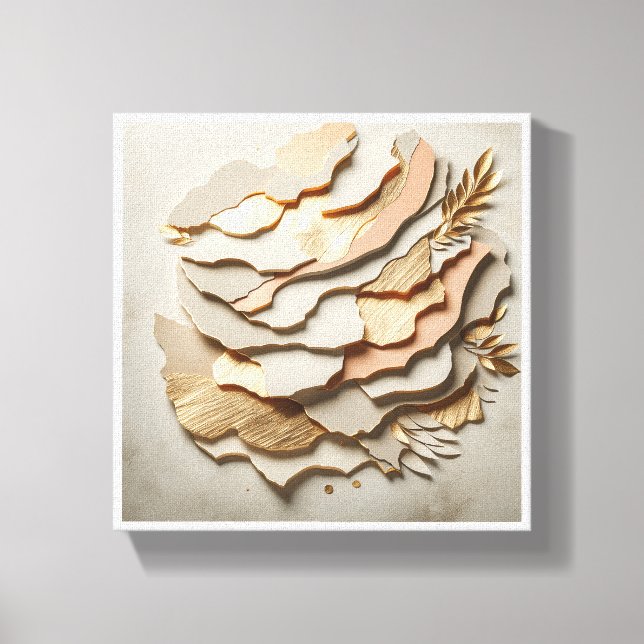 Modern Abstract Layered Paper Art - Elegant Neutra Canvas Print (Front)