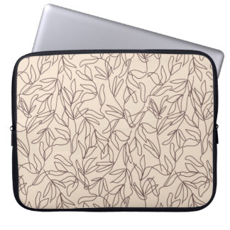 Modern abstract leaves pattern boho line art laptop sleeve