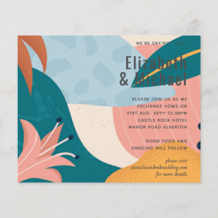 Modern Abstract Leaves Tropical Wedding Invite