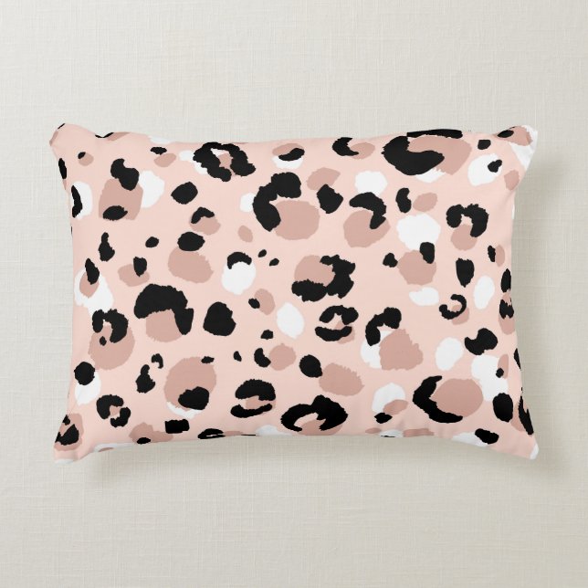 Modern Abstract Leopard Animal Print Accent Pillow (Front)