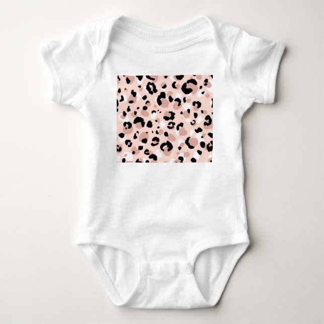 Modern Abstract Leopard Animal Print Baby Bodysuit (Front)