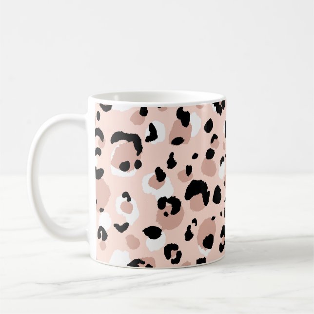 Modern Abstract Leopard Animal Print Coffee Mug (Left)
