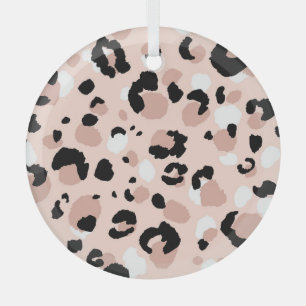 Modern Abstract Leopard Animal Print Glass Ornament