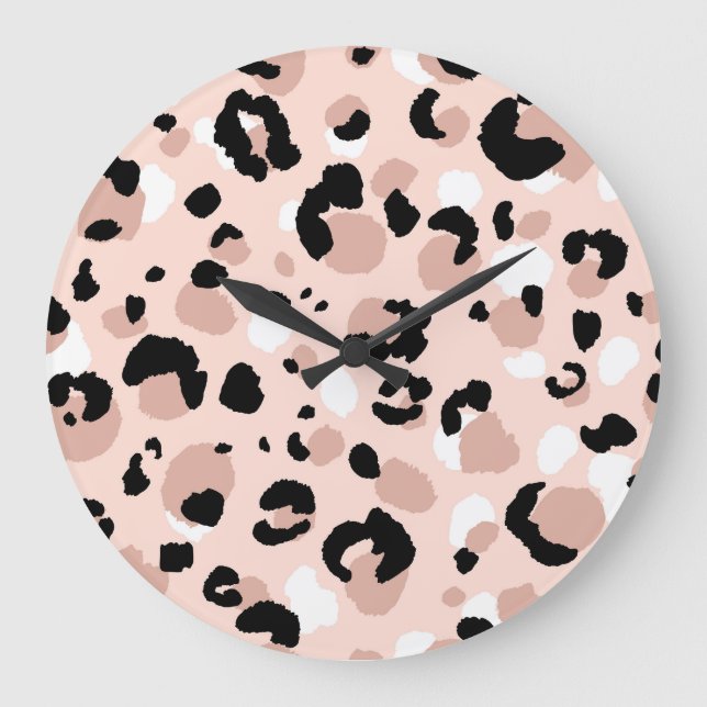 Modern Abstract Leopard Animal Print Large Clock (Front)