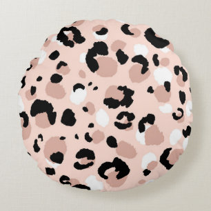 Modern Abstract Leopard Animal Print Round Pillow