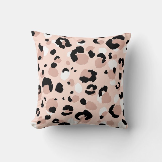 Modern Abstract Leopard Animal Print Throw Pillow (Front)