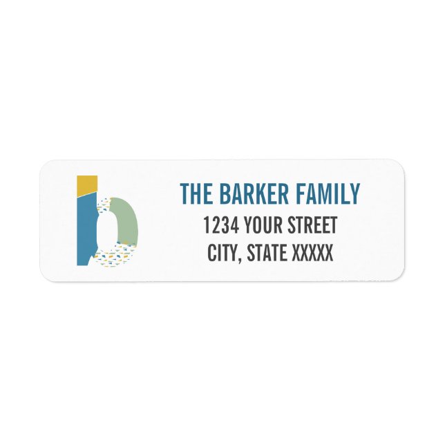 Modern Abstract Letter B Monogram Initial Address (Front)