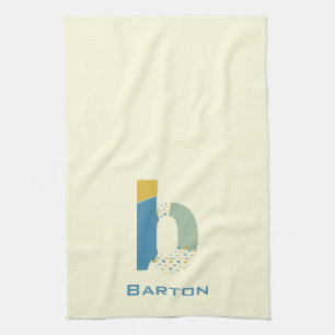Modern Abstract Letter B Monogram Initial Kitchen Towel