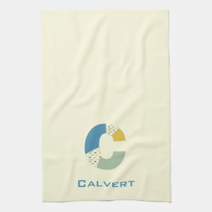 Modern Abstract Letter C Monogram Initial Kitchen Towel