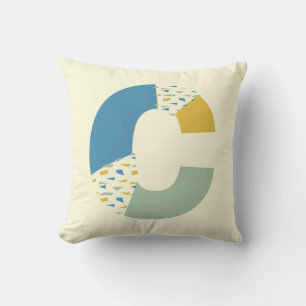 Modern Abstract Letter C Monogram Initial Throw Pillow