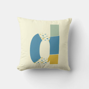Modern Abstract Letter D Monogram Initial Throw Pillow