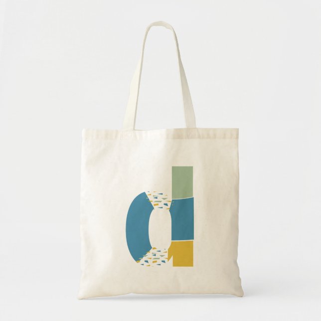 Modern Abstract Letter D Monogram Initial Tote Bag (Front)
