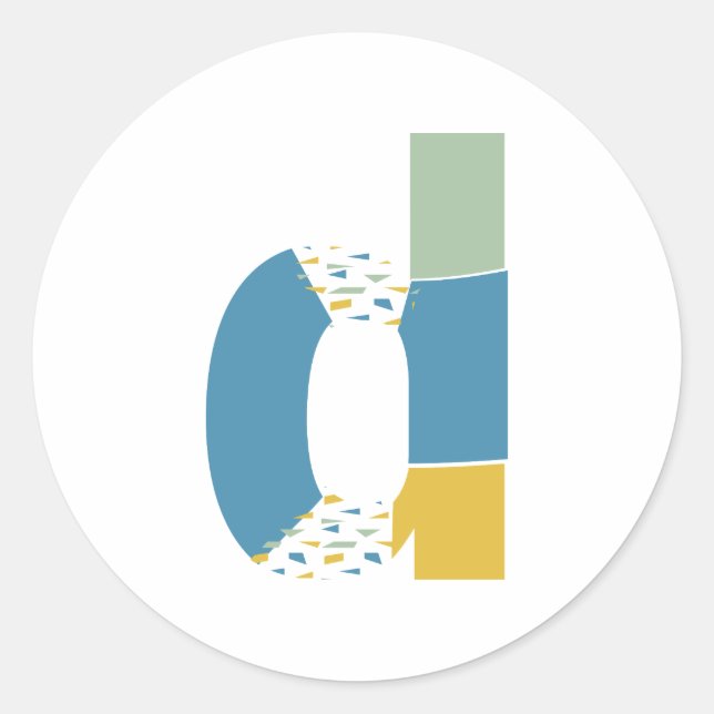 Modern Abstract Letter D Monogram Personalized Classic Round Sticker (Front)