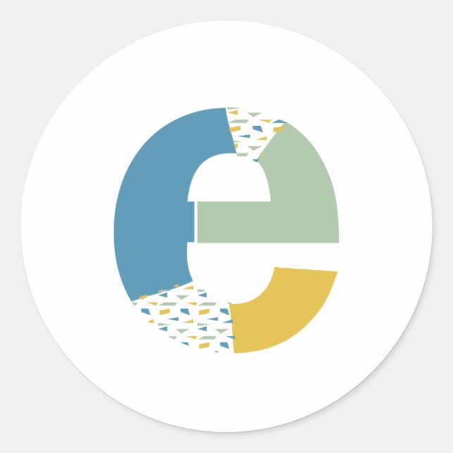 Modern Abstract Letter E Monogram Personalized Classic Round Sticker (Front)
