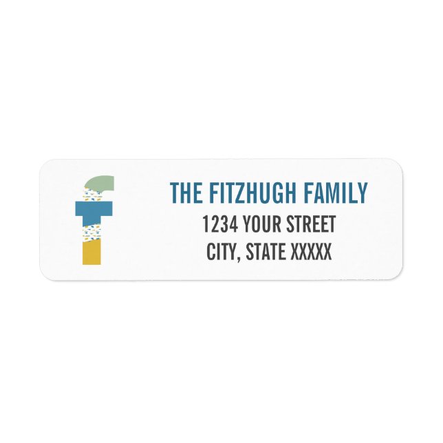 Modern Abstract Letter F Monogram Initial Address (Front)