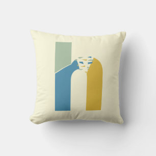 Modern Abstract Letter H Monogram Initial Throw Pillow