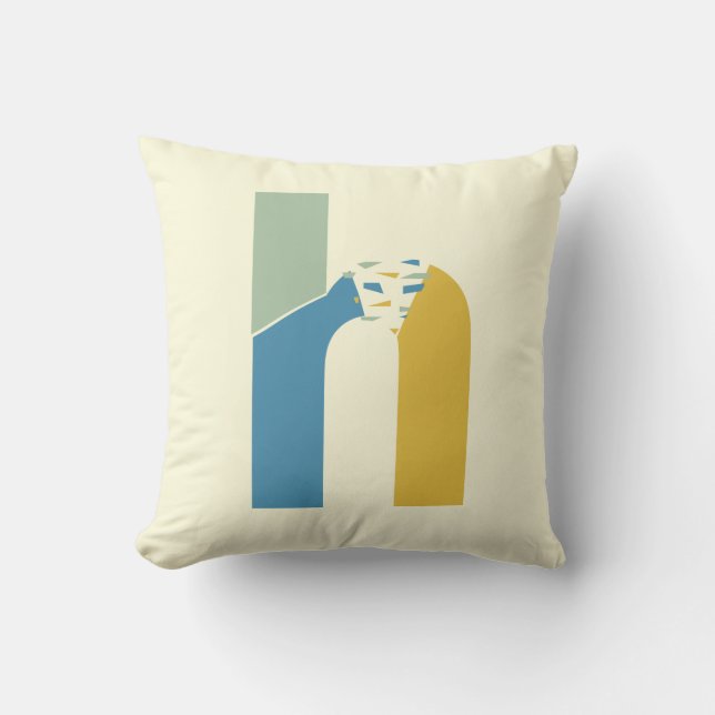 Modern Abstract Letter H Monogram Initial Throw Pillow (Front)