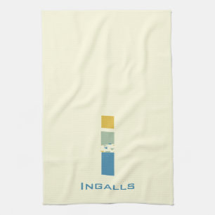 Modern Abstract Letter I Monogram Initial Kitchen Towel