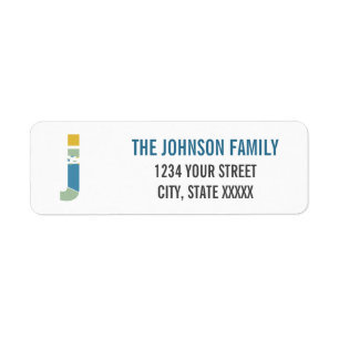 Modern Abstract Letter J Monogram Initial Address