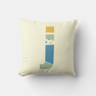 Modern Abstract Letter J Monogram Initial Throw Pillow