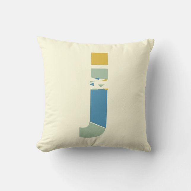 Modern Abstract Letter J Monogram Initial Throw Pillow (Front)