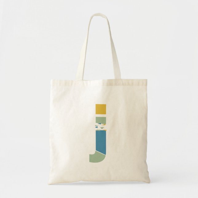 Modern Abstract Letter J Monogram Initial Tote Bag (Front)