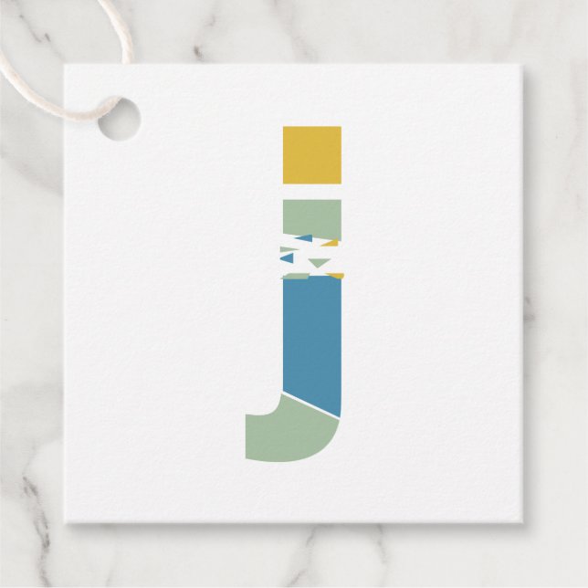 Modern Abstract Letter J Monogram Personalized Favour Tags (Front)