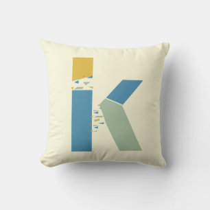 Modern Abstract Letter K Monogram Initial Throw Pillow