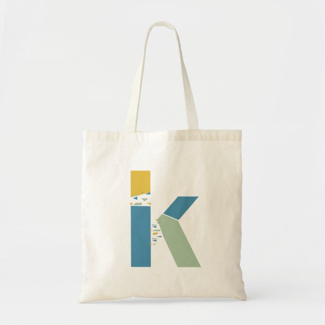 Modern Abstract Letter K Monogram Initial Tote Bag (Front)