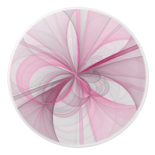 Modern Abstract Light Pink Gray Fractal Design Ceramic Knob