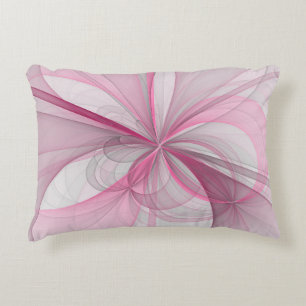 Modern Abstract Light Pink Grey Fractal Design Accent Pillow