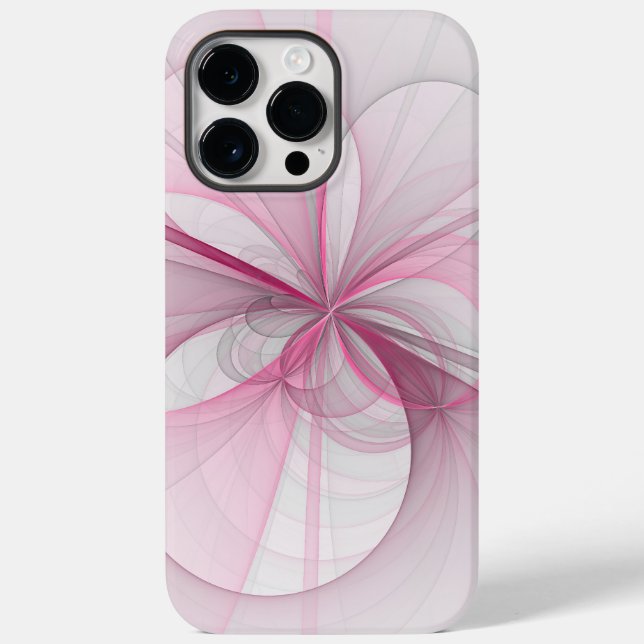 Modern Abstract Light Pink Grey Fractal Design Case-Mate iPhone Case (Back)