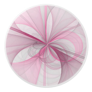 Modern Abstract Light Pink Grey Fractal Design Ceramic Knob