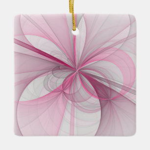 Modern Abstract Light Pink Grey Fractal Design Ceramic Ornament