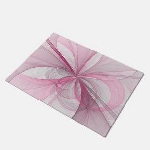 Modern Abstract Light Pink Grey Fractal Design Doormat