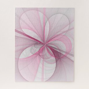 Modern Abstract Light Pink Grey Fractal Design Jigsaw Puzzle